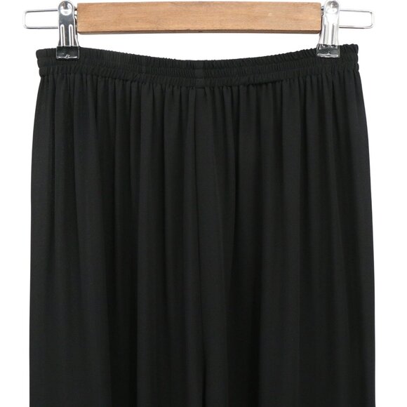 Harari Silk Solid Black Pull On Wide Leg Pants S - Picture 2 of 5